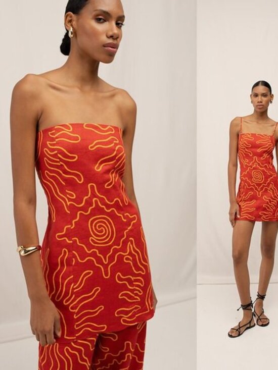 Cala de la Cruz Laia Red Mini Dress Detachable Straps NWT Size S - Picture 3 of 12